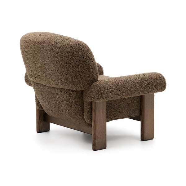 Hnědé křeslo z textilie bouclé Nema – Kave Home-image-3