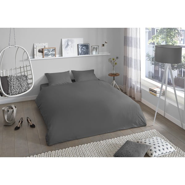 Šedé bavlněné povlečení na dvoulůžko Good Morning Universal, 200 x 220 cm-image-1