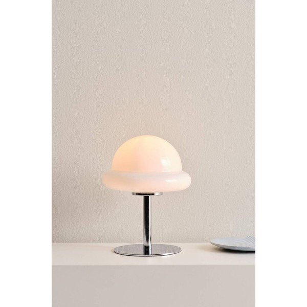 Bílá/v leskle stříbrné barvě stolní lampa z opálového skla (výška 26 cm) Bubba – Jotex-image-1