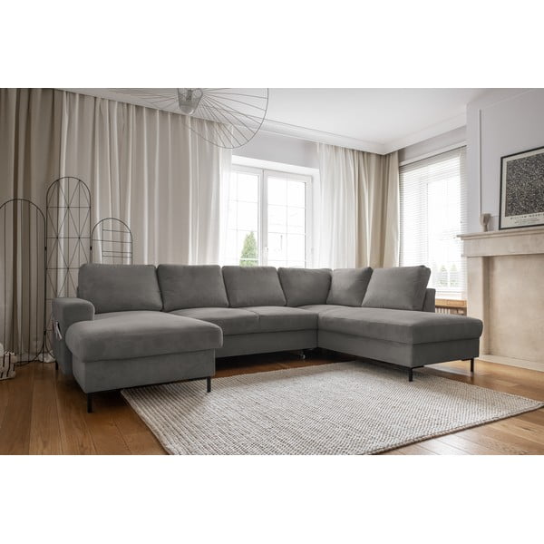 Šedá manšestrová rozkládací rohová pohovka (pravý roh) Lofty Lilly – Miuform-image-3