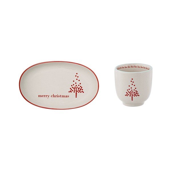 Set hrnku a talířku z kameniny Bloomingville Lucia