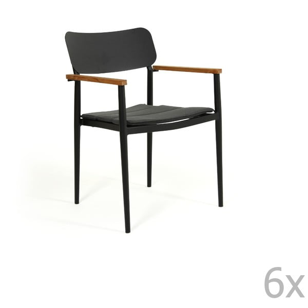 Sada 6 černých zahradních židlí Brafab Domingo, výška 83 cm