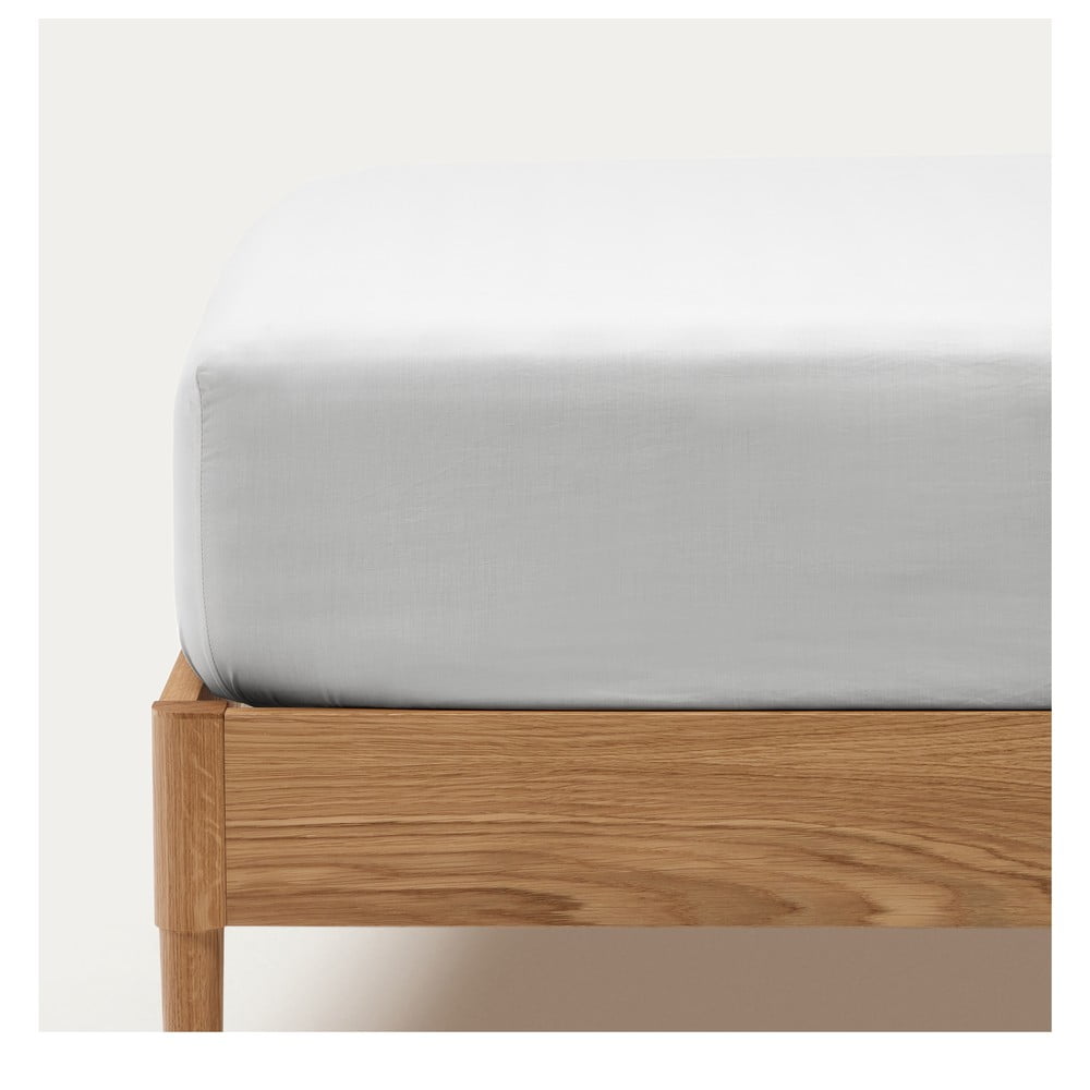 Bílé napínací prostěradlo z bavlněného perkálu 150x200 cm Teia – Kave Home