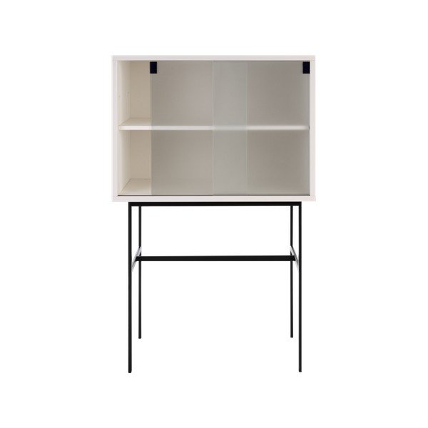 Šedobéžová vitrína s posuvnými dveřmi 70x109x40 cm Lekko – noo.ma-image-3