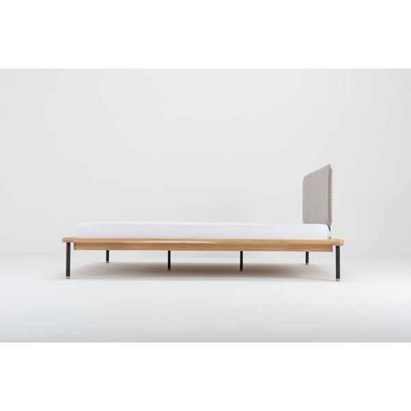 Šedá/přírodní dvoulůžková postel z dubového dřeva s roštem 140x200 cm Fina – Gazzda-image-4