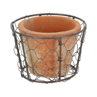 Drátěný koš s terakotovým květináčem Esschert Design