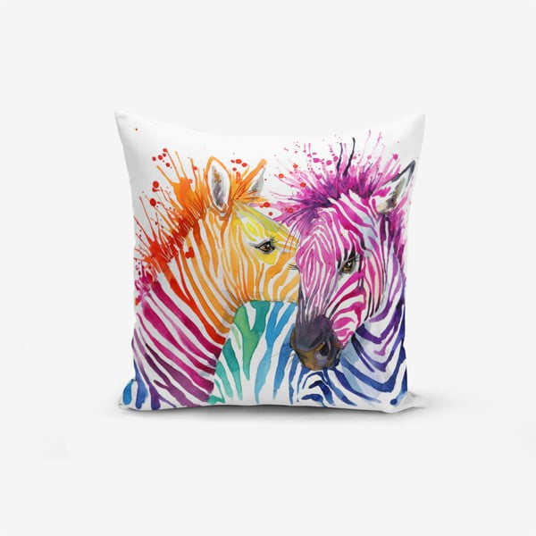 Povlak na polštář s příměsí bavlny Minimalist Cushion Covers Colorful Zebras Oleas, 45 x 45 cm
