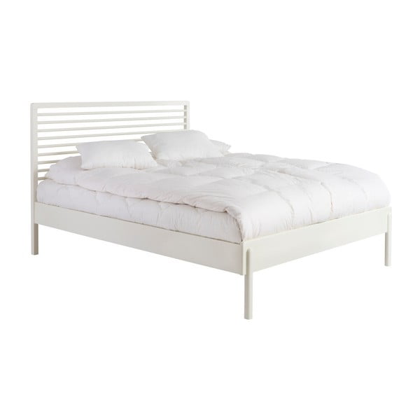 Bílý rám postele z masivního březového dřeva Kiteen Lennu, 208 x 165 cm