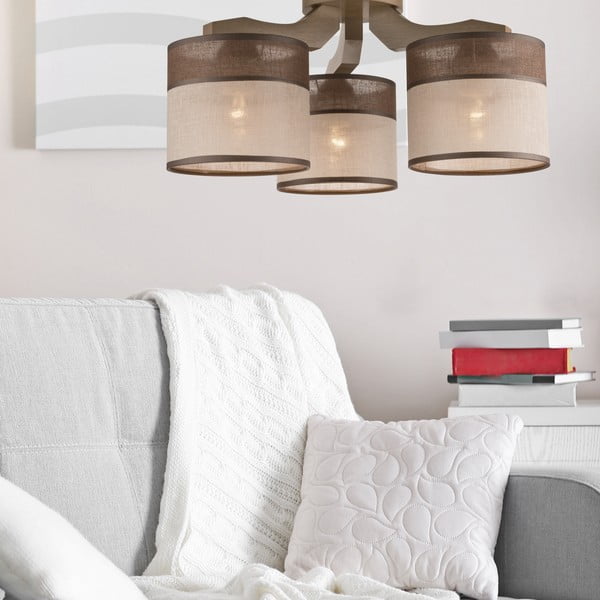 Tmavě hnědé stropní svítidlo s textilním stínidlem ø 16 cm Andrea – LAMKUR-image-1