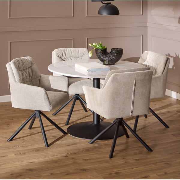 Béžové čalouněné jídelní křeslo s područkami Alonso – Actona-image-1