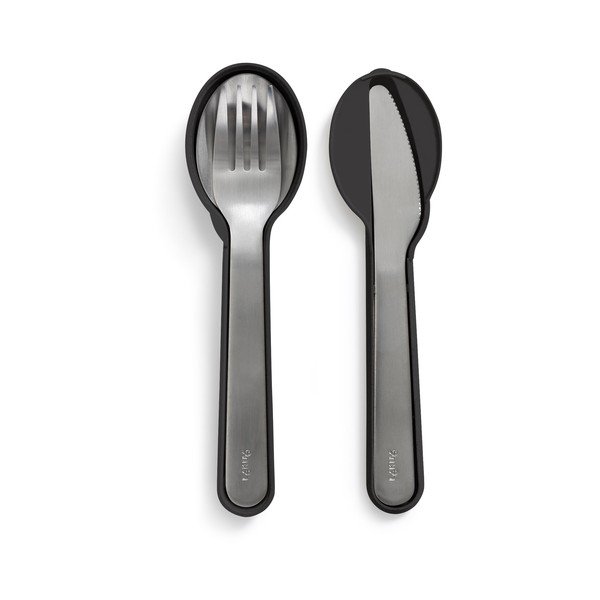 Černý/ve stříbrné barvě nerezový cestovní příbor v sadě 3 ks To Go – Lékué