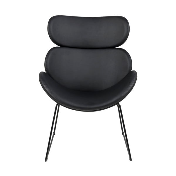 Černé křeslo z imitace kůže s černými nohami Actona Cazar-image-1