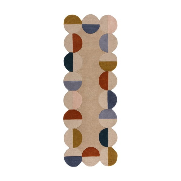 Béžový ručně tkaný vlněný běhoun 80x230 cm Mia Scallop Frame – Flair Rugs