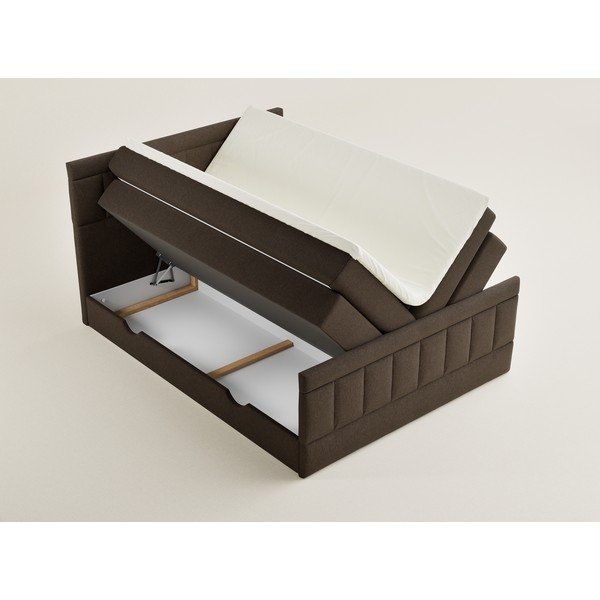 Hnědá boxspring postel s úložným prostorem 200x200 cm Caya – Maison de Rêve-image-3