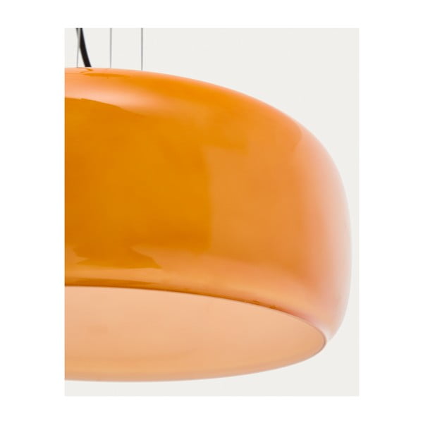 Oranžové LED závěsné svítidlo se skleněným stínidlem ø 38 cm Reig – Kave Home-image-2