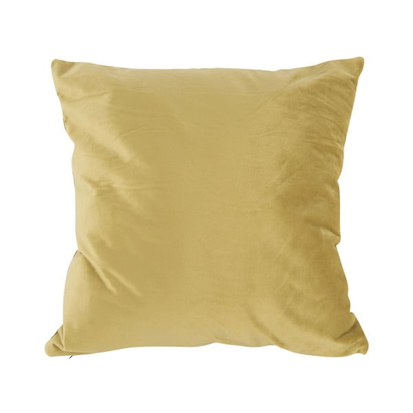 Žlutý sametový polštář PT LIVING Tender, 40 x 40 cm