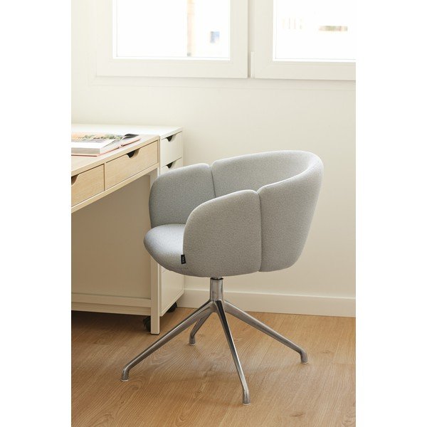 Světle šedé čalouněné jídelní křeslo s područkami Add – Teulat-image-1