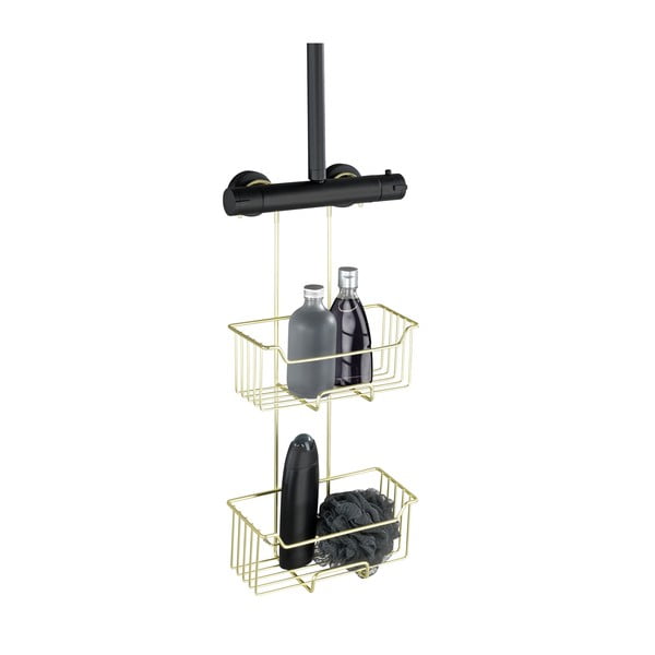 Závěsná koupelnová polička z nerezové oceli ve zlaté barvě Milo – Wenko-image-4