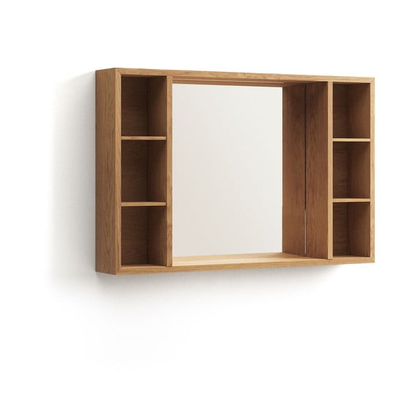 Závěsná koupelnová skříňka se zrcadlem z teakového dřeva v přírodní barvě 100x65 cm Parana – Kave Home-image-2