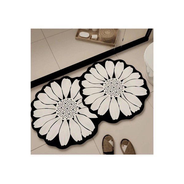 Černá/krémová koupelnová předložka 70x120 cm Flor Extrana – Foutastic-image-2