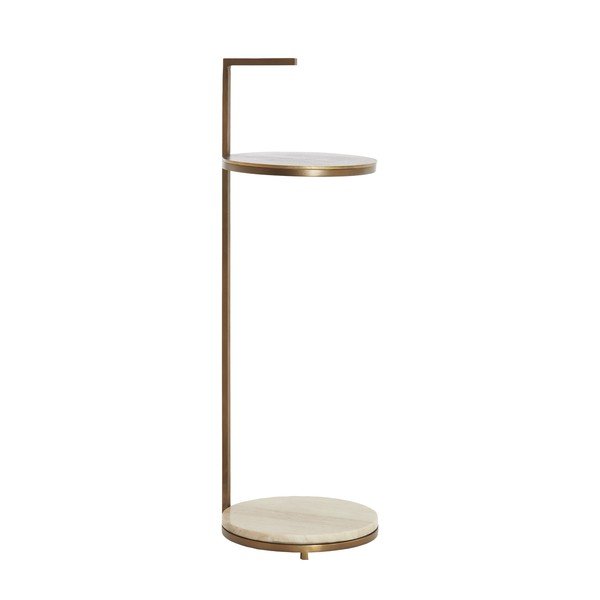 Kulatý odkládací stolek s mramorovou deskou  ø 26 cm Leda – Light & Living