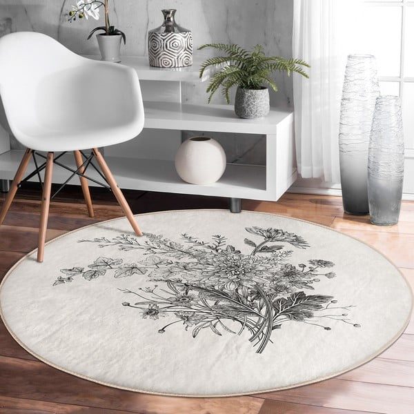 Krémový pratelný kulatý koberec vhodný pro robotické vysavače ø 80 cm Comfort – Mila Home-image-2