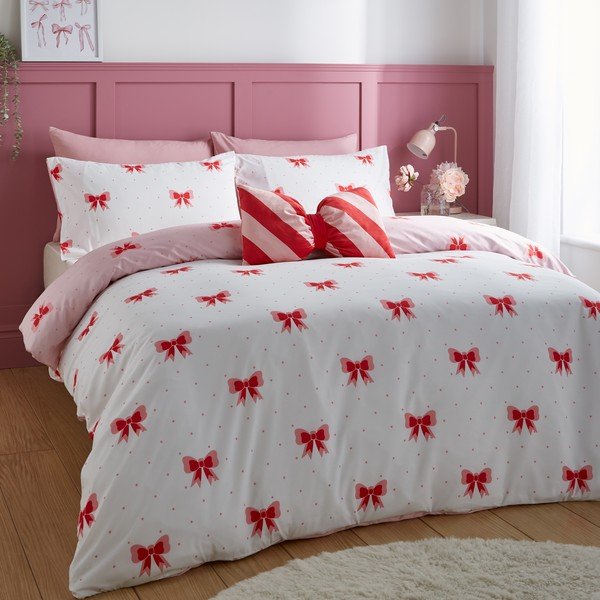 Růžové povlečení na dvoulůžko/prodloužené 230x220 cm Dotty Bows – Sassy B-image-2