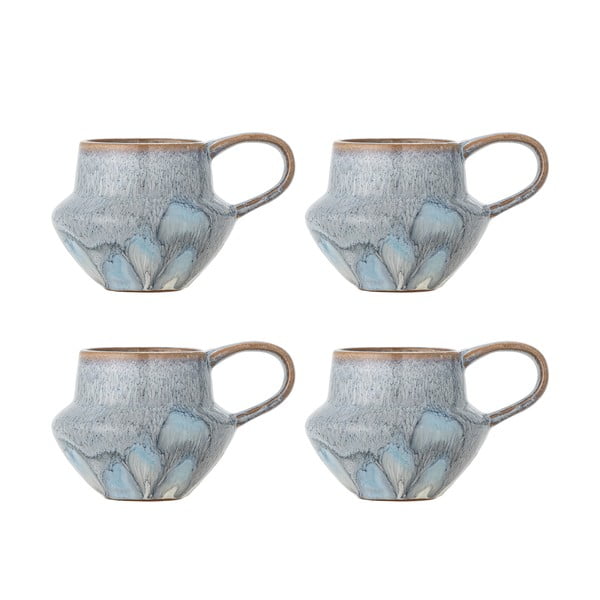 Světle modré hrnky v sadě 4 ks z kameniny 300 ml Bessie – Bloomingville