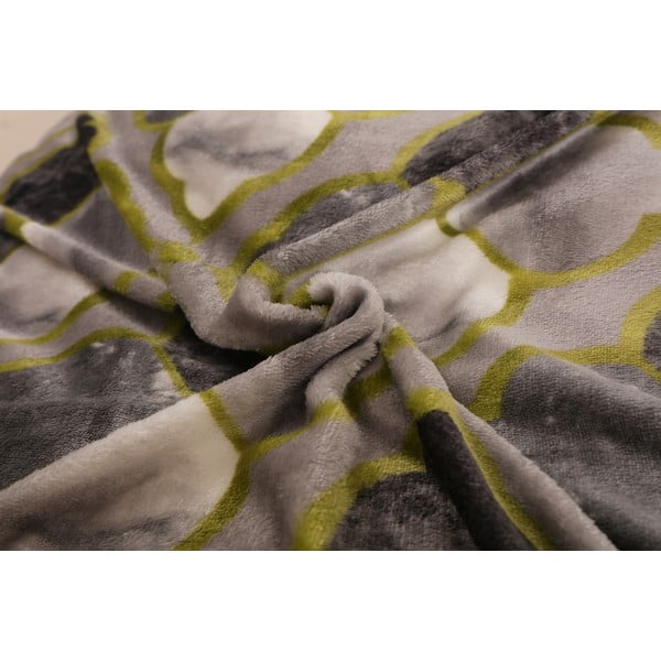 Zeleno-šedé povlečení na jednolůžko z mikroplyše 140x200 cm – My House-image-1