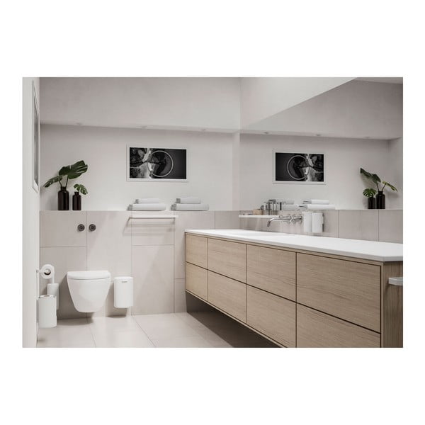 Bílá nástěnná kovová WC štětka Rim - Zone-image-1