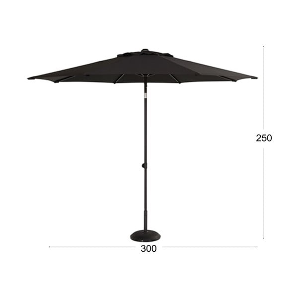 Černý slunečník Hartman, ø 300 cm-image-1