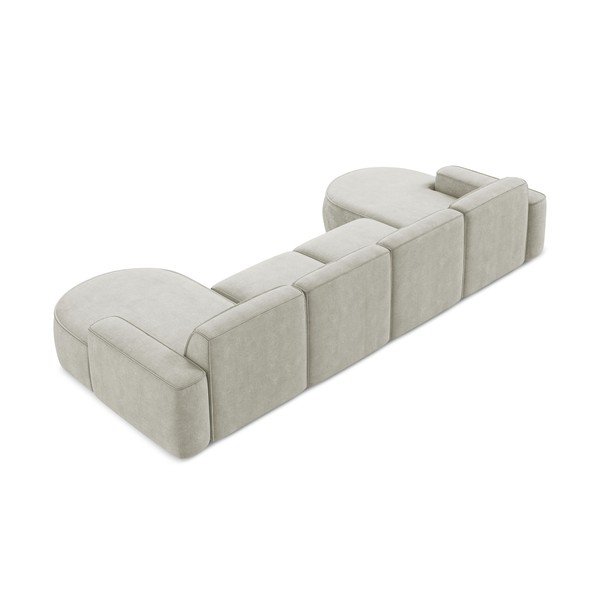 Krémová žinylková rohová pohovka (do "U") Omao – Makamii-image-3