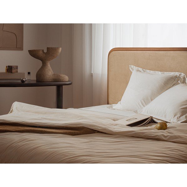 Oranžová čalouněná dvoulůžková postel s roštem 160x200 cm Aveline – Micadoni -image-4