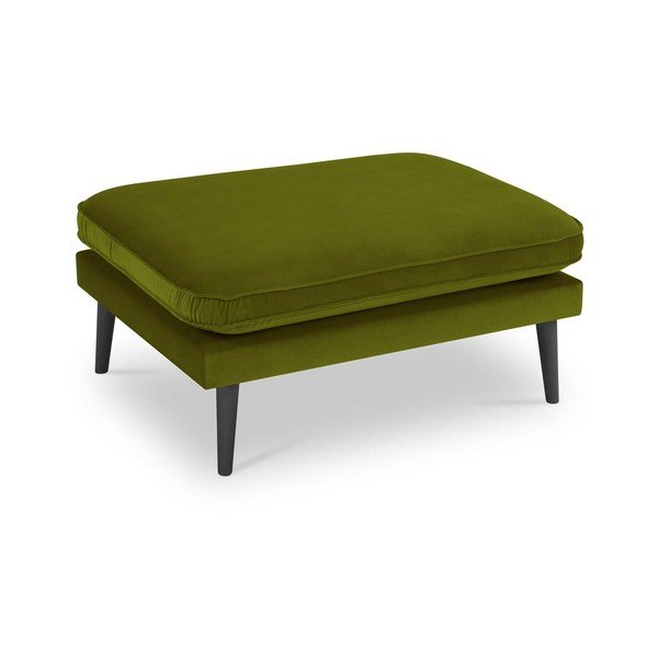 Zelená sametová podnožka s černými nohami Kooko Home Lento-image-2