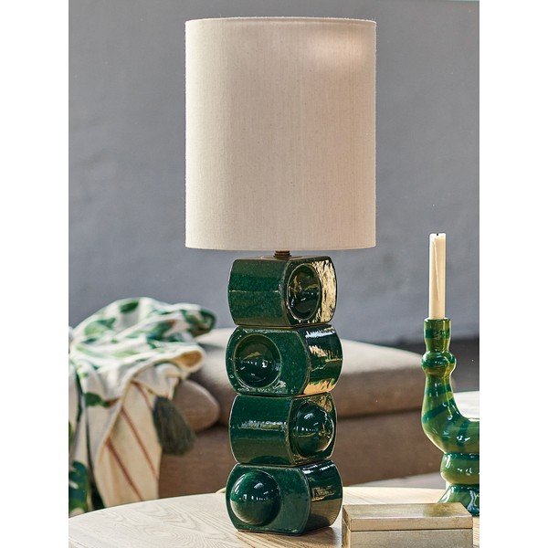Zelená/krémová keramická stolní lampa s textilním stínidlem (výška 68 cm) Brady – Bloomingville-image-1