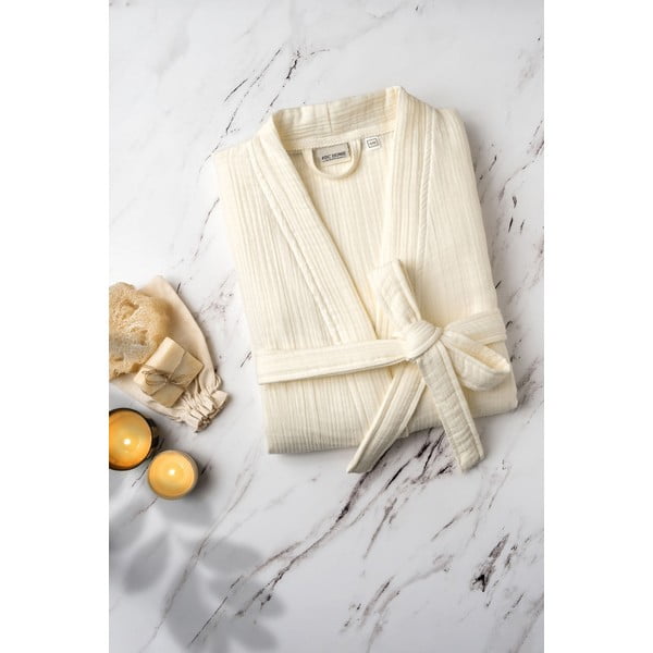 Krémový mušelínový župan velikost S/M Kimono – Foutastic-image-3