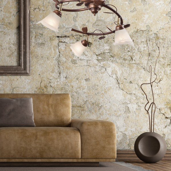 Tmavě hnědé stropní svítidlo se skleněným stínidlem ø 13 cm Bluszcz – LAMKUR-image-1