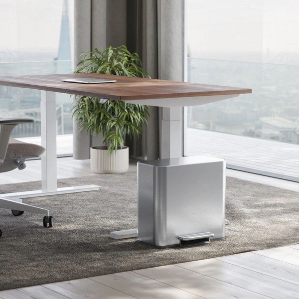 Odpadkový koš na tříděný odpad/nášlapný z nerezové oceli v matně stříbrné barvě 15 l Dual Mini – simplehuman-image-2