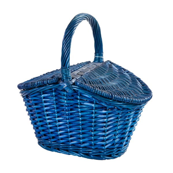 Modrý proutěný košík Joy, délka 28 cm