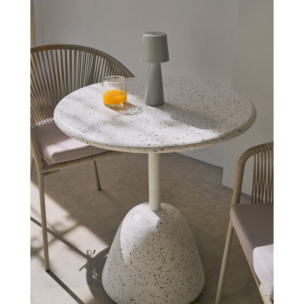 Bílý terrazzo kulatý jídelní stůl ø 70 cm Saura – Kave Home-image-1