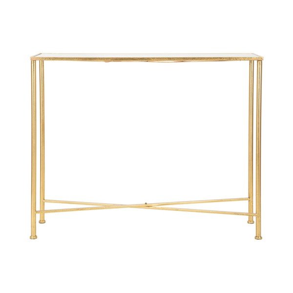 Bílý/ve zlaté barvě konzolový stolek se skleněnou deskou 35x100 cm Butterflies – Mauro Ferretti-image-3