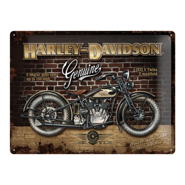 Plechová cedule Harley Davidson Genuine, 30x40 cm