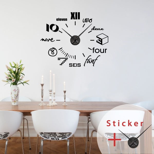 Set samolepek a nástěnných hodin Ambiance Multilanguages-image-1