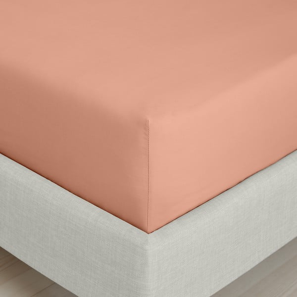Napínací prostěradlo z bavlněného perkálu v terakotové barvě 90x190 cm Cotton Percale – Bianca-image-3