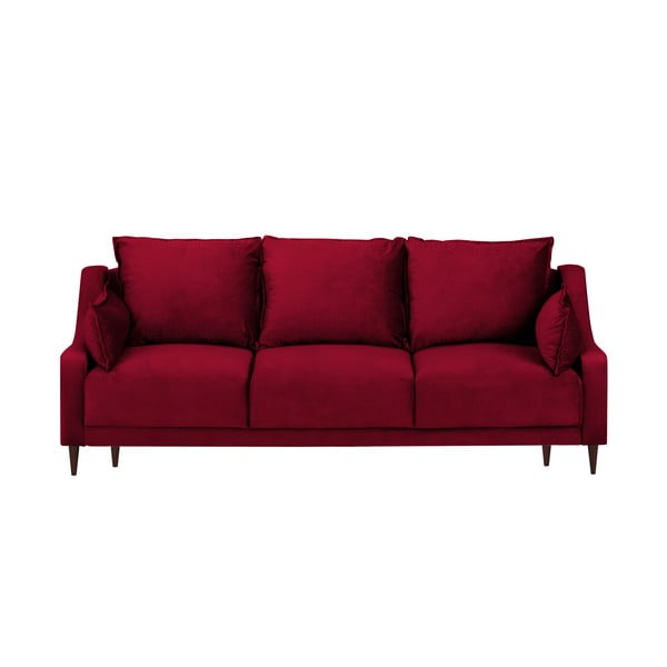 Červená sametová rozkládací pohovka s úložným prostorem Mazzini Sofas Freesia, 215 cm
