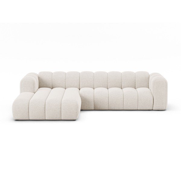 Krémová žinylková rohová pohovka (levý roh/s lenoškou) Lupine – Micadoni 