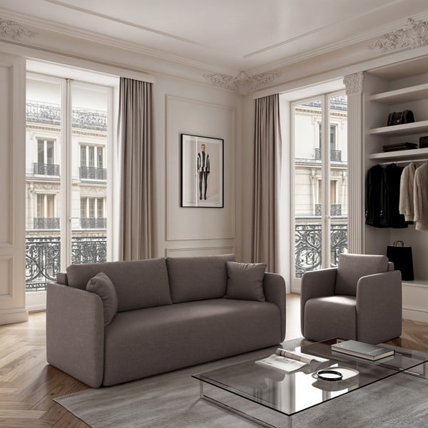 Šedá rozkládací pohovka 220 cm Chaum – Rodier-image-1