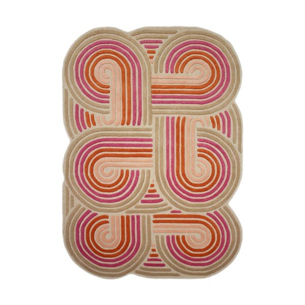 Růžový ručně tkaný vlněný koberec 140x200 cm Spiral Shaped  – Flair Rugs