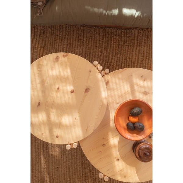Kulatý konferenční stolek z borovicového dřeva v přírodní barvě ø 60 cm Sticks – Karup Design-image-1