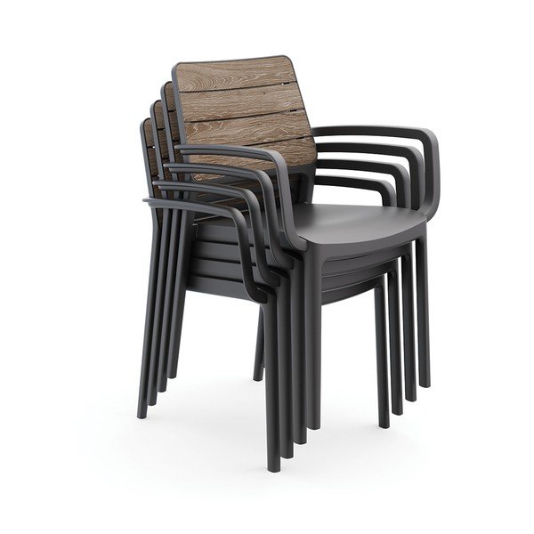 Tmavě šedá/hnědá plastová zahradní židle Deco Porto – Keter-image-2